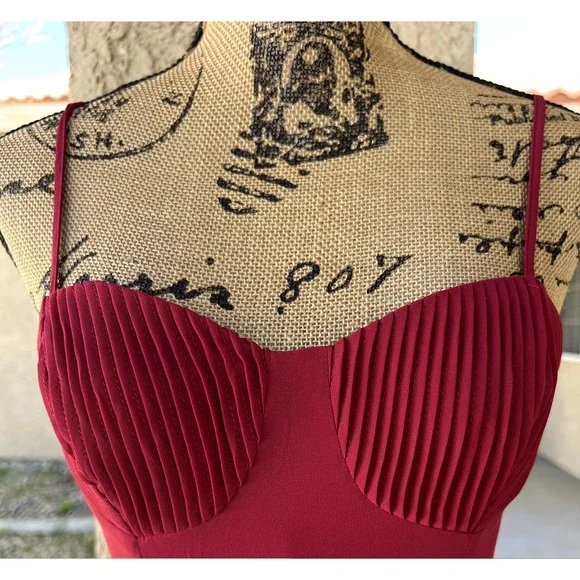 Lulus Cause for Commotion Red Pleated Bustier Maxi Dress Size M - Picture 2 of 14